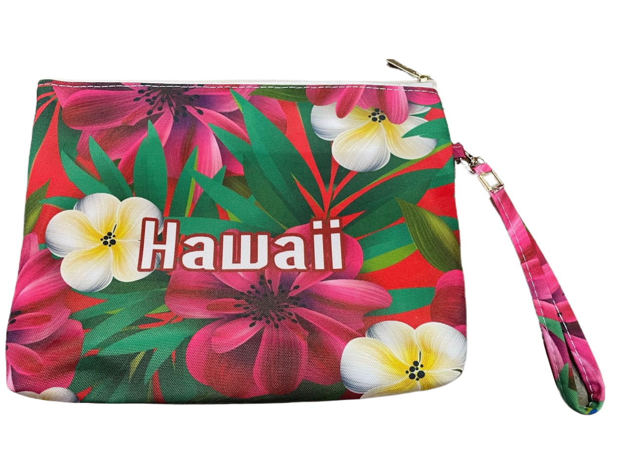 "Hawaii" Floral Zipper Wristlet w/ Strap 10.5x7.5", 96/cs MOQ-6